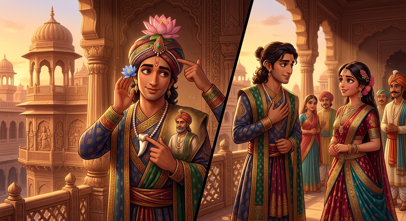 Buddhidhari decoding the four gestures with palm-leaf scrolls