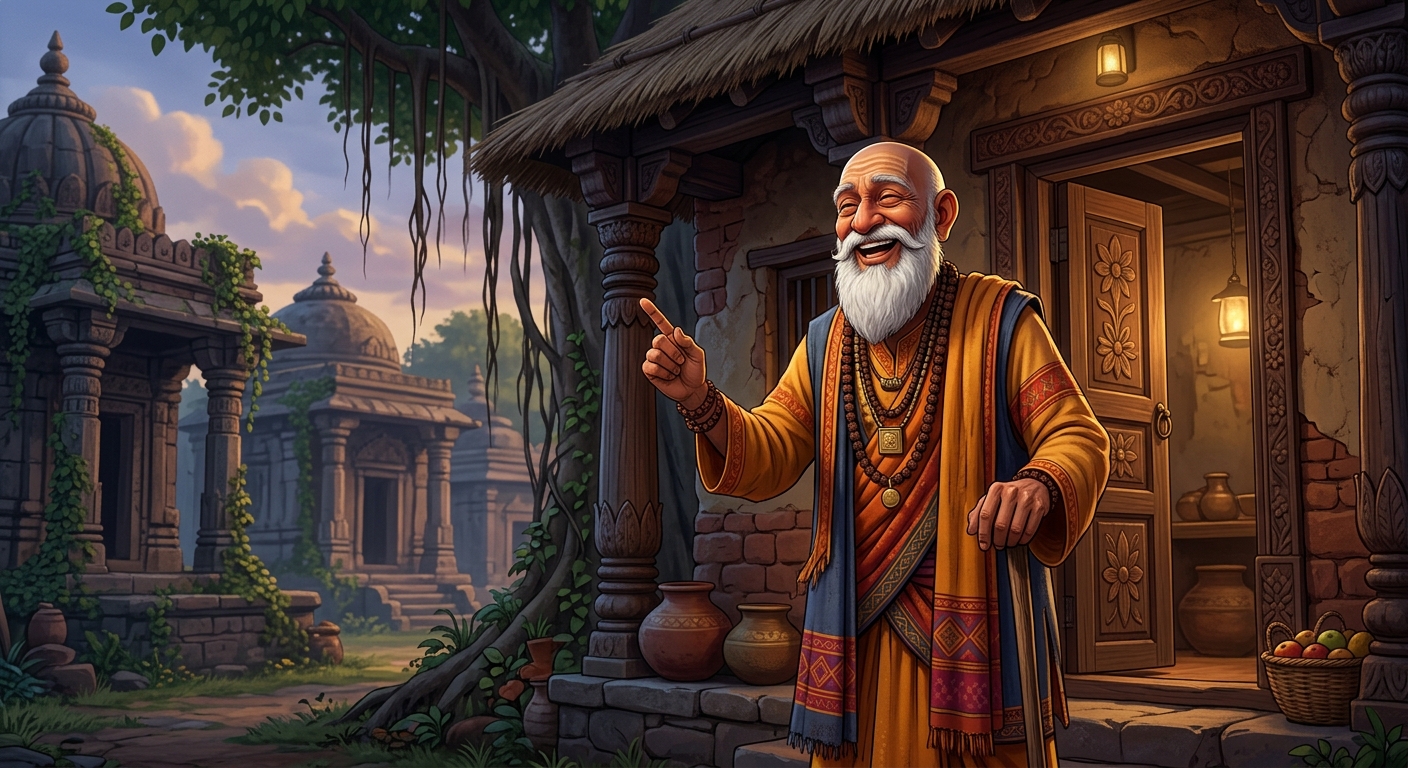 Buddhidhari laughing warmly decoding the ten white sandalwood marks
