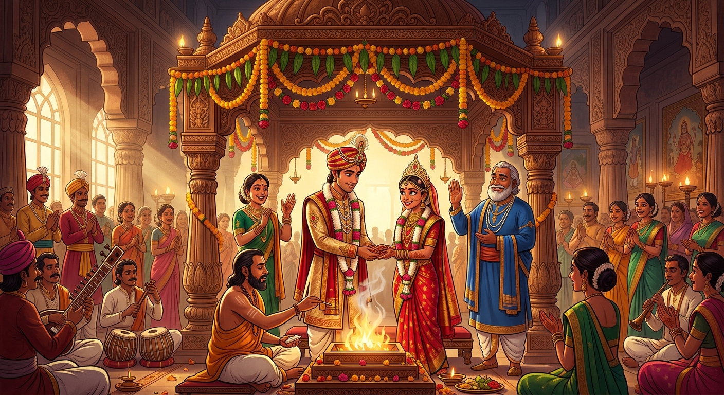 Grand Vedic wedding between Prince Vajramukuta and Princess Padmavati in Varanasi