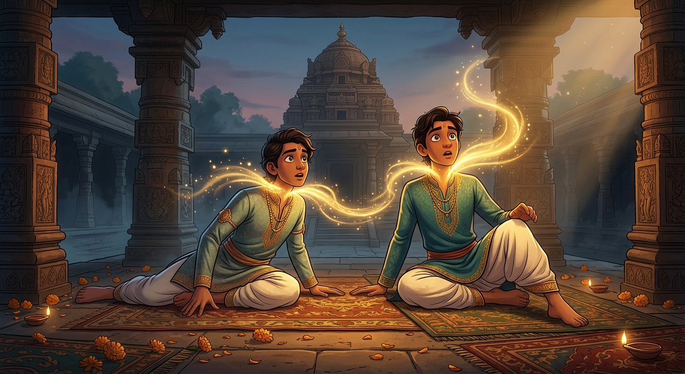 Both bodies awaken in golden light sitting up whole and unharmed