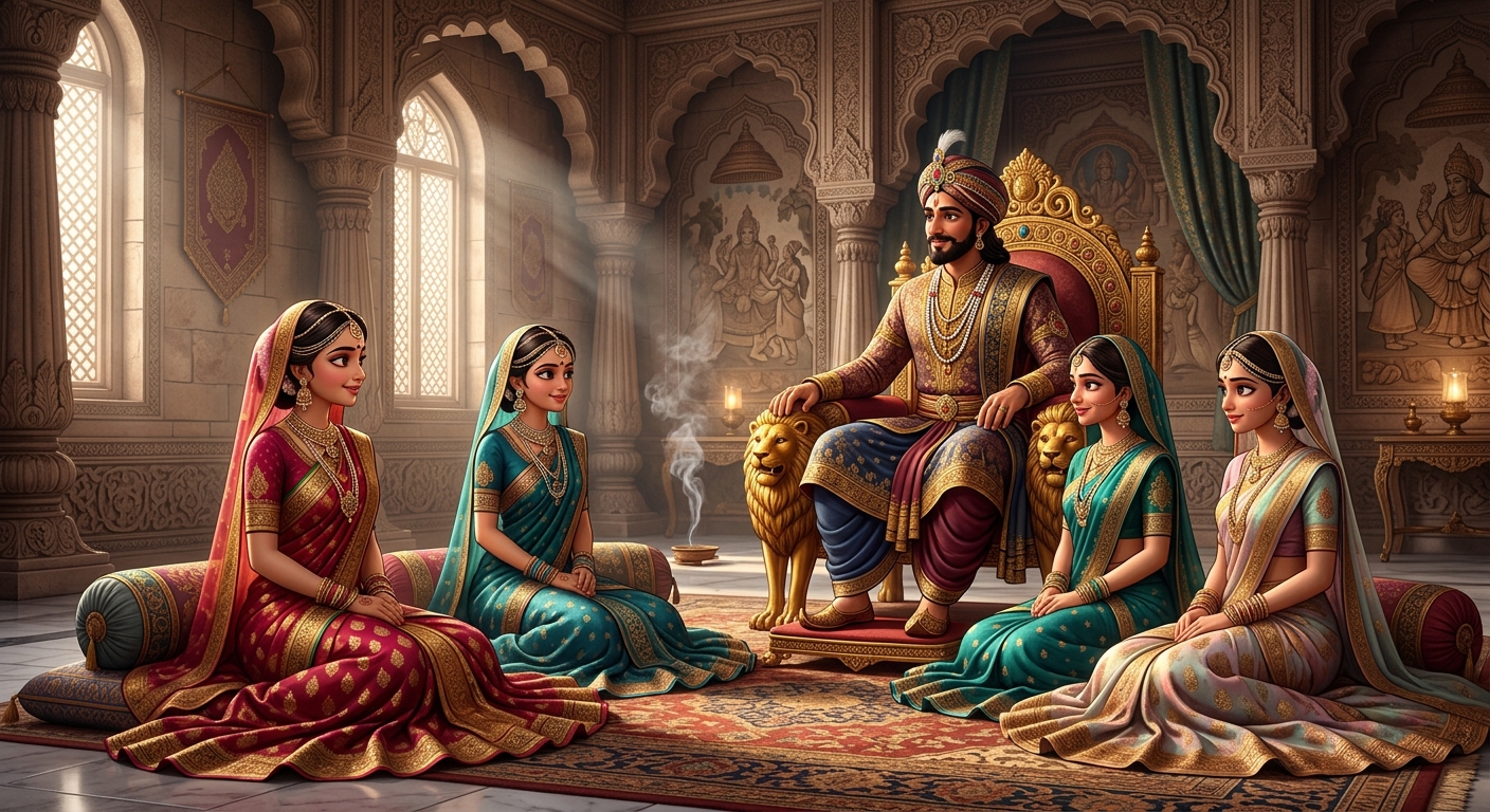 The Three Delicate Queens of Dharmadhvaja