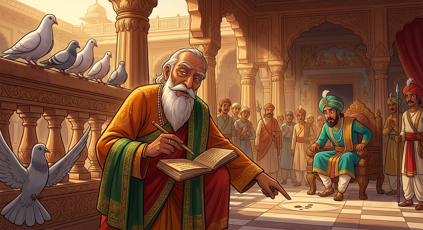 The Astrologer listening to palace birds and predicting hidden treasures