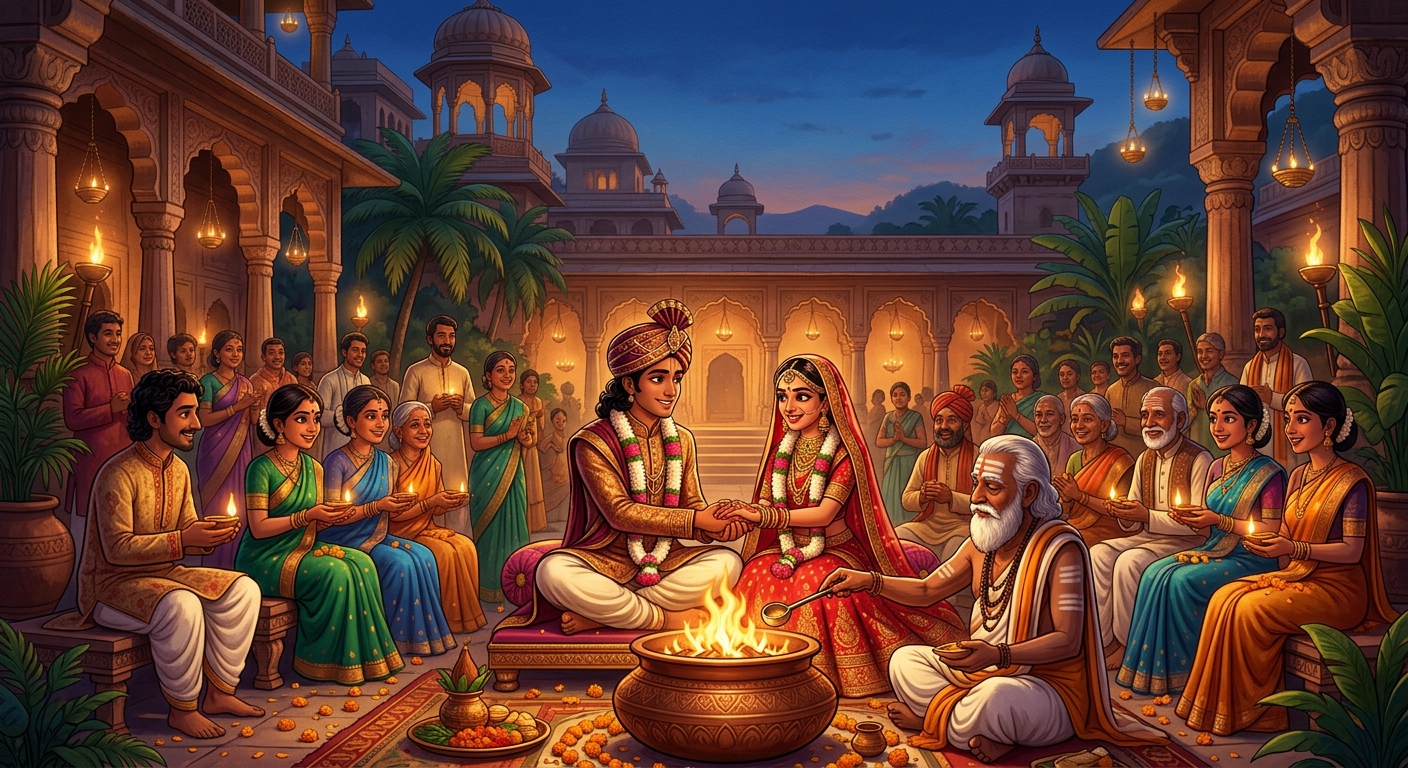 Chandraswami marrying the enchanting Princess Padmavati with grand Vedic ceremonies