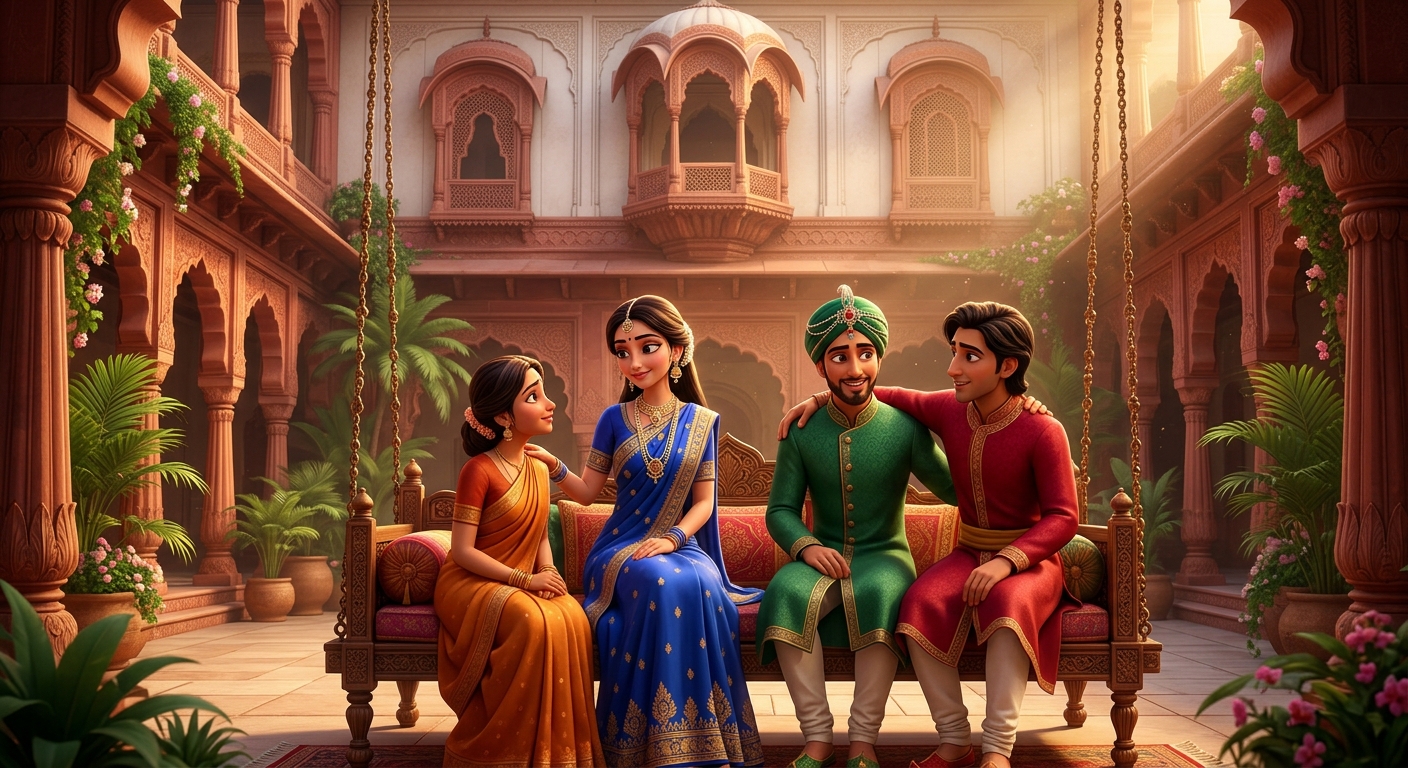 The four royals living in profound peace, harmony, and mutual respect within the palace