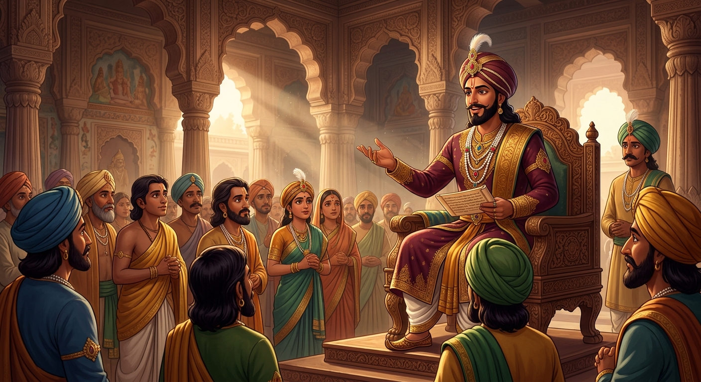 King Vikramaditya delivering his sublime Vedantic verdict with absolute clarity and authority