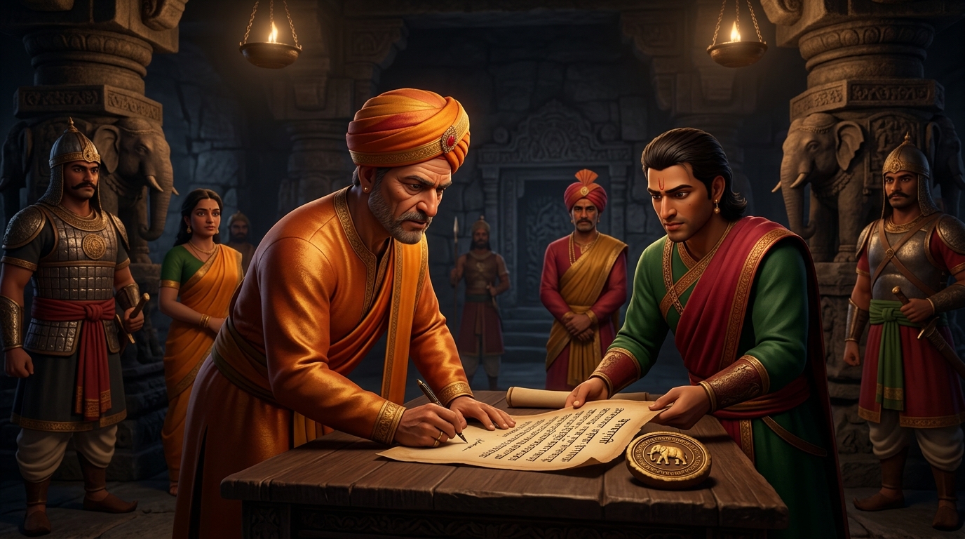 Military pact signed: King of Anga pledges ten thousand archers and war elephants in alliance with Magadha