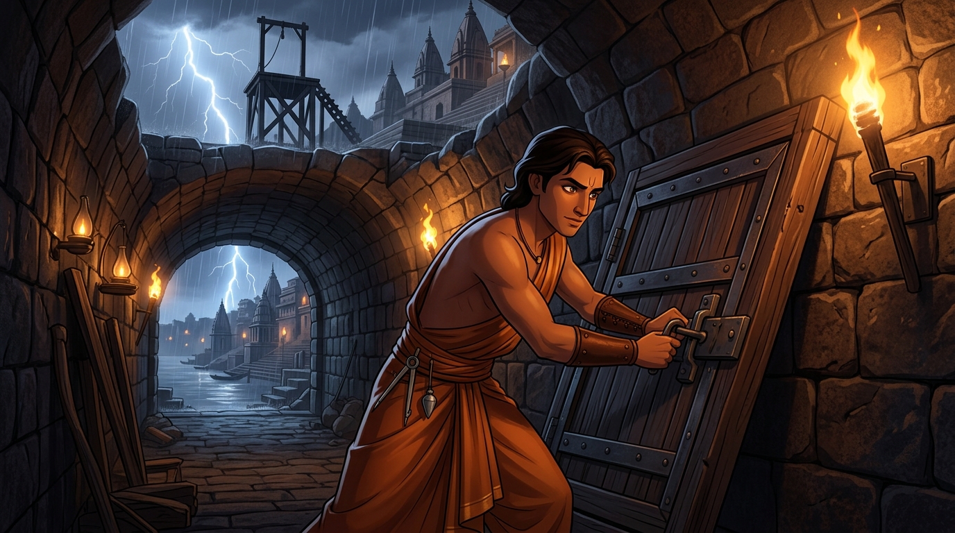 Thunder rumbles through midnight sky as Arthapala finishes subterranean rescue hatch two hours before dawn