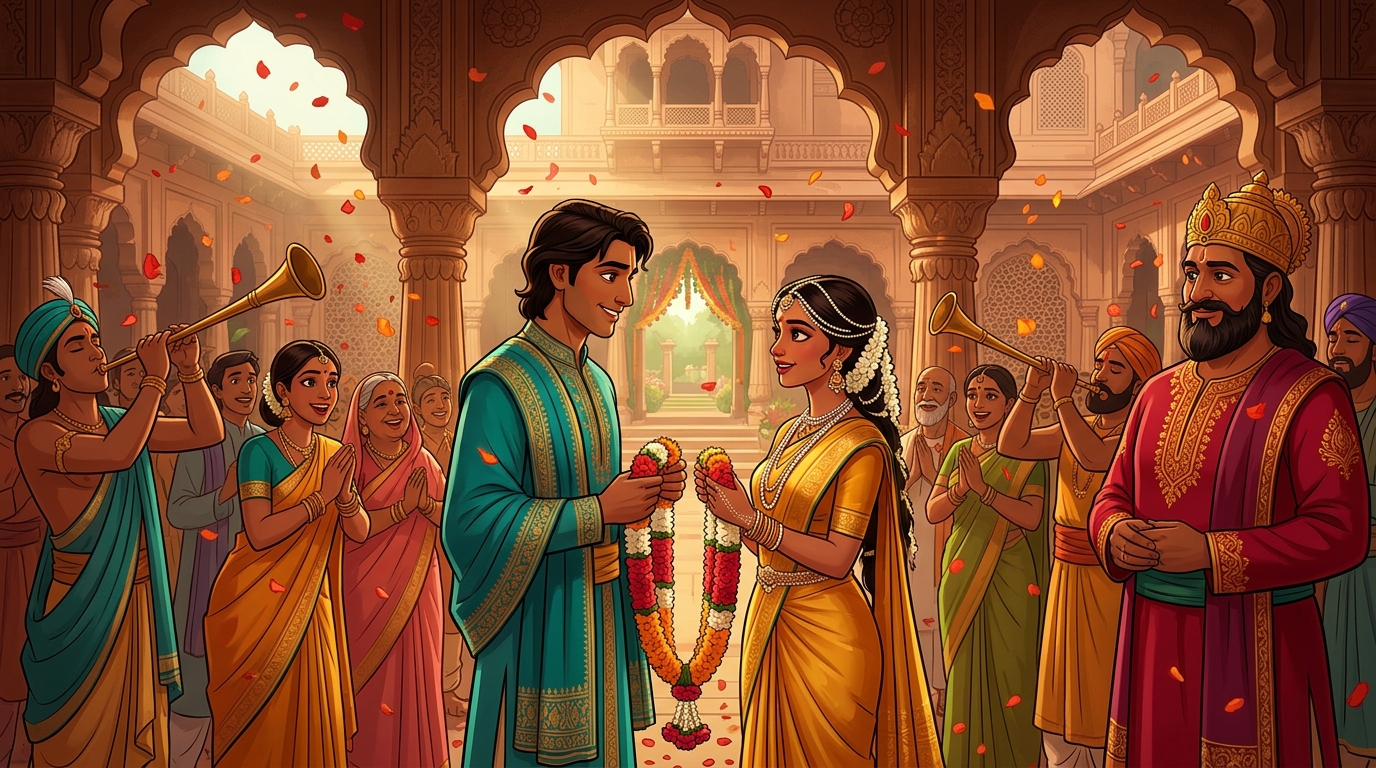 Grand royal Vedic wedding: Prince Pramati and Princess Navamalika garland each other amidst flowers and chants