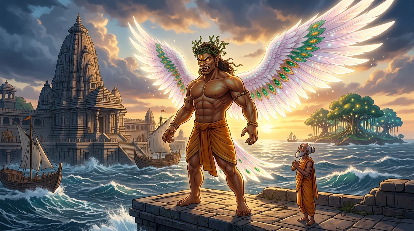 Miraculous metamorphosis: Enlightened Rakshasa sheds demonic form transforming into celestial Yaksha
