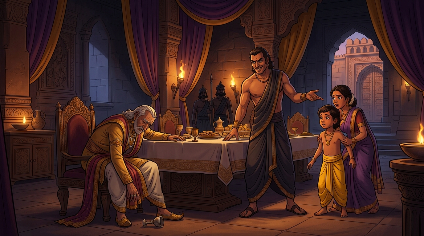 Flashback: Tragic poisoning of King Punyavarma as corrupt regent Chandrapalita seizes throne sending assassins