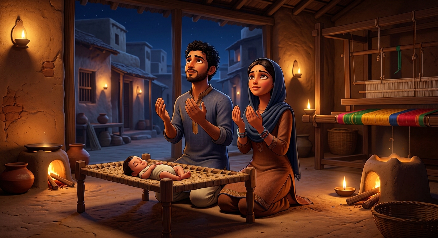 Silent weaver colony of Kashi under the starry midnight sky