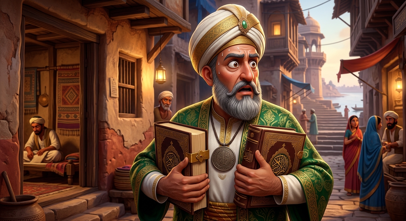 Chief Qazi gasping in shock with sweat beading on his forehead