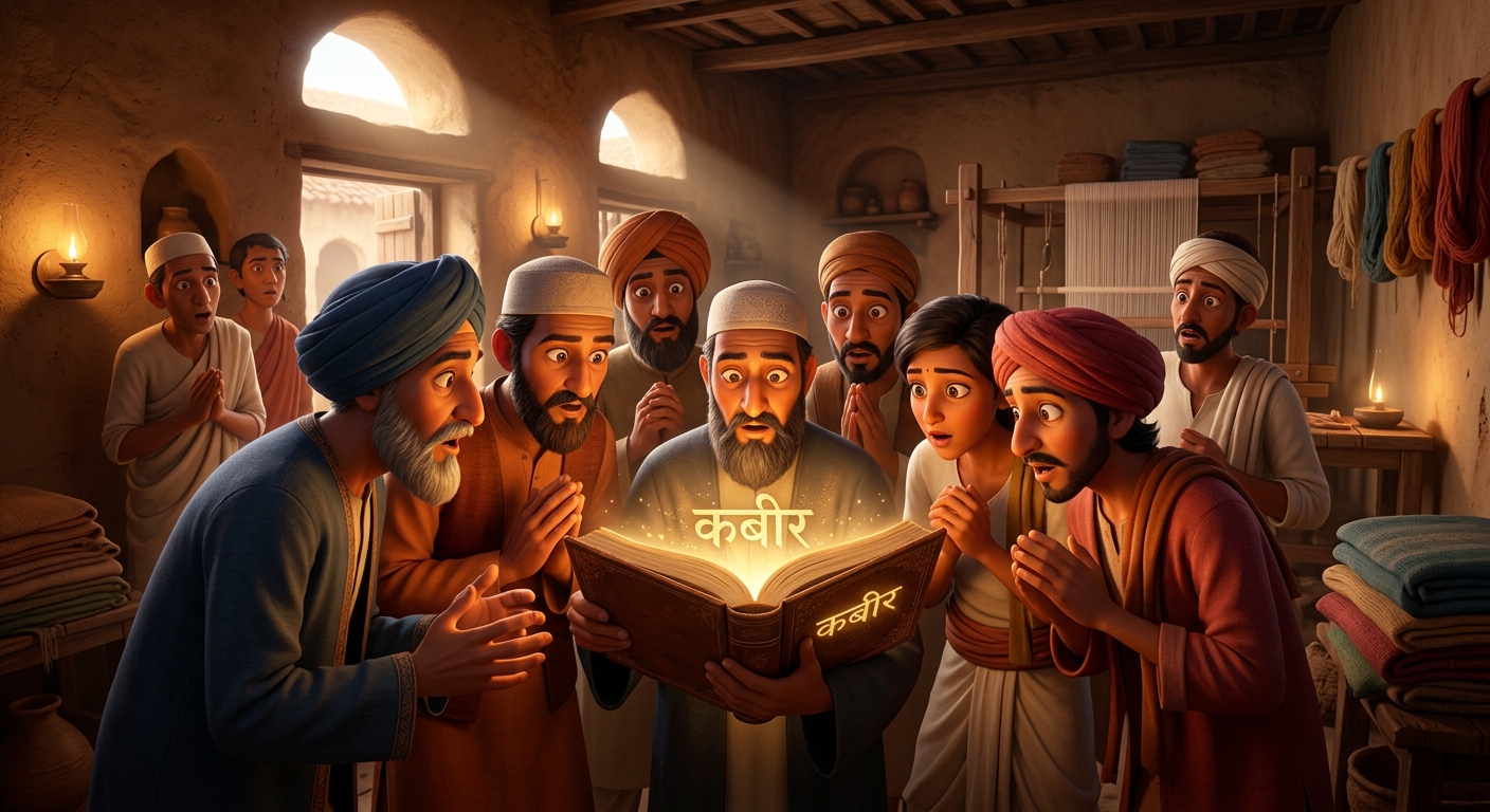 The Qazi slamming the heavy book shut in pale panic before the assembly