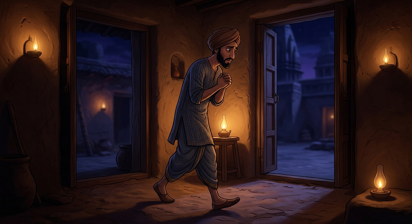 Neeru pacing the dark clay cottage floor in deep anguish