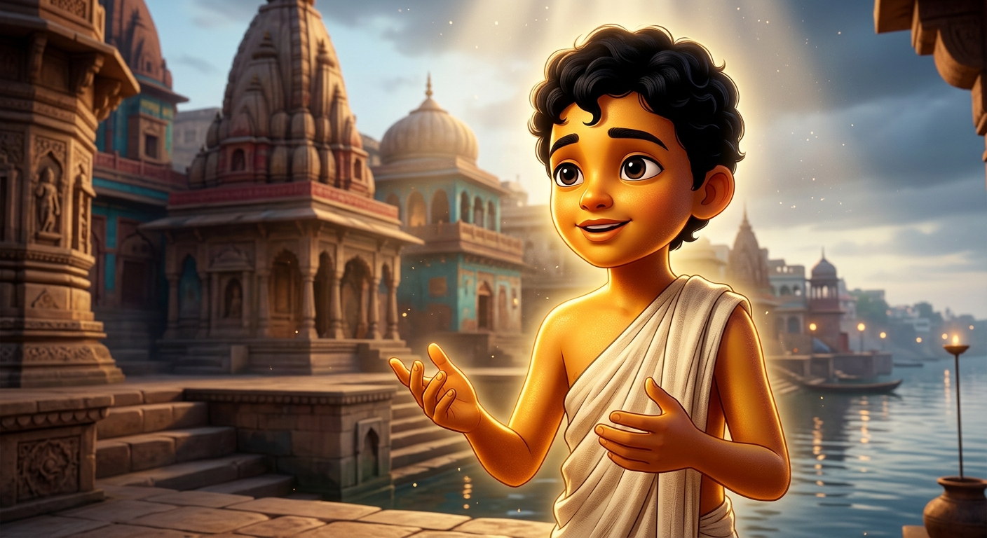 10yo Kabir reciting his immortal sakhi as divine light emanates from him