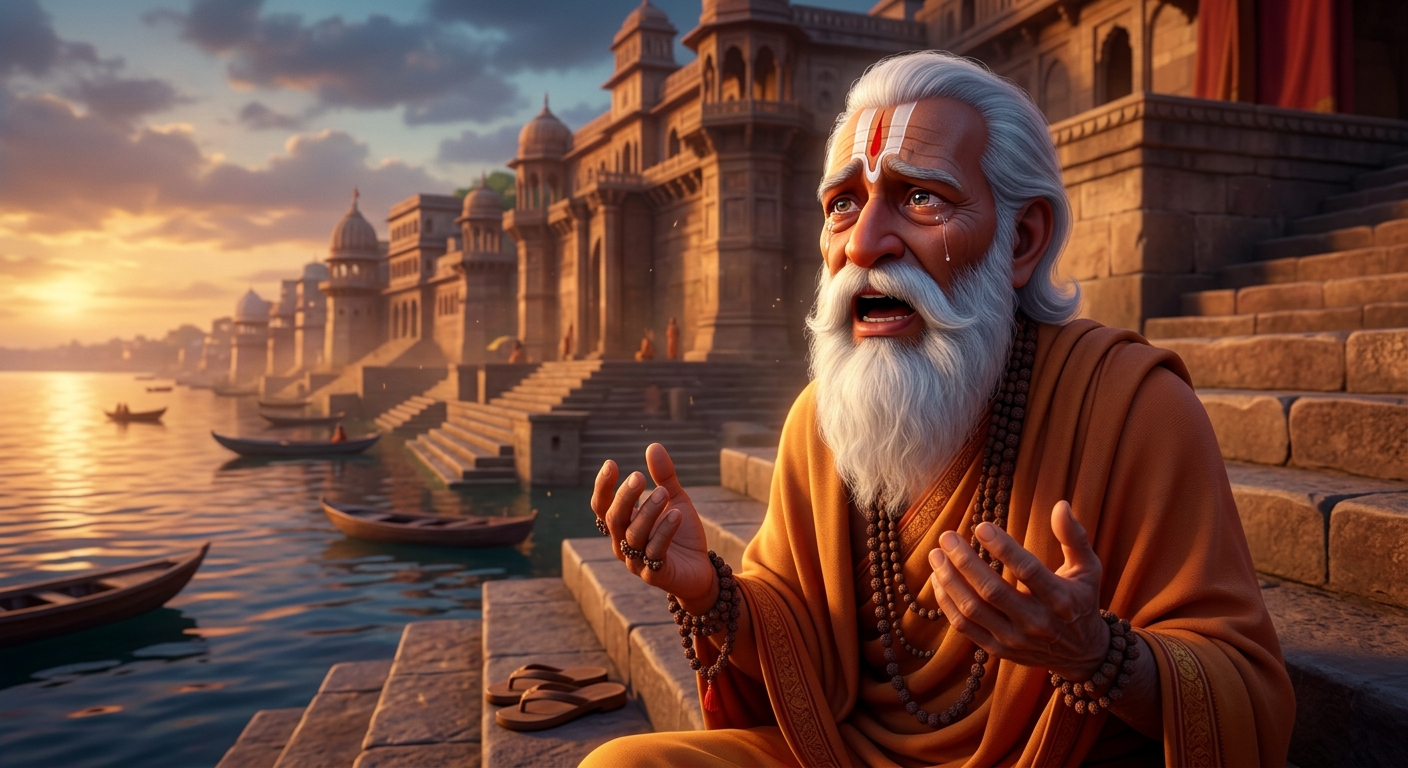 Swami Ramanand crying out in deep compassionate anguish: 'Ram! Ram! Bol beta, Ram Ram bol!'