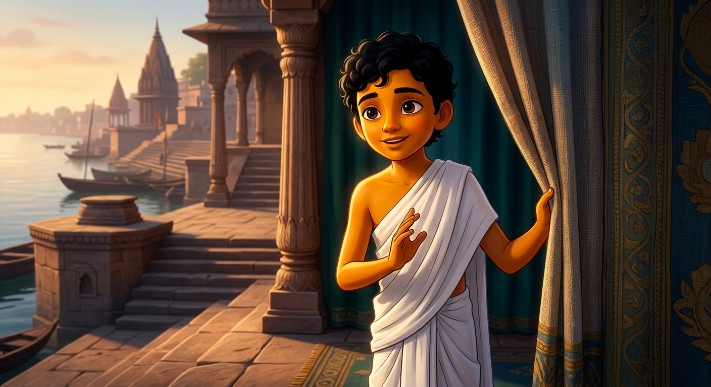 12yo Kabir speaking through the curtain with profound Vedanta