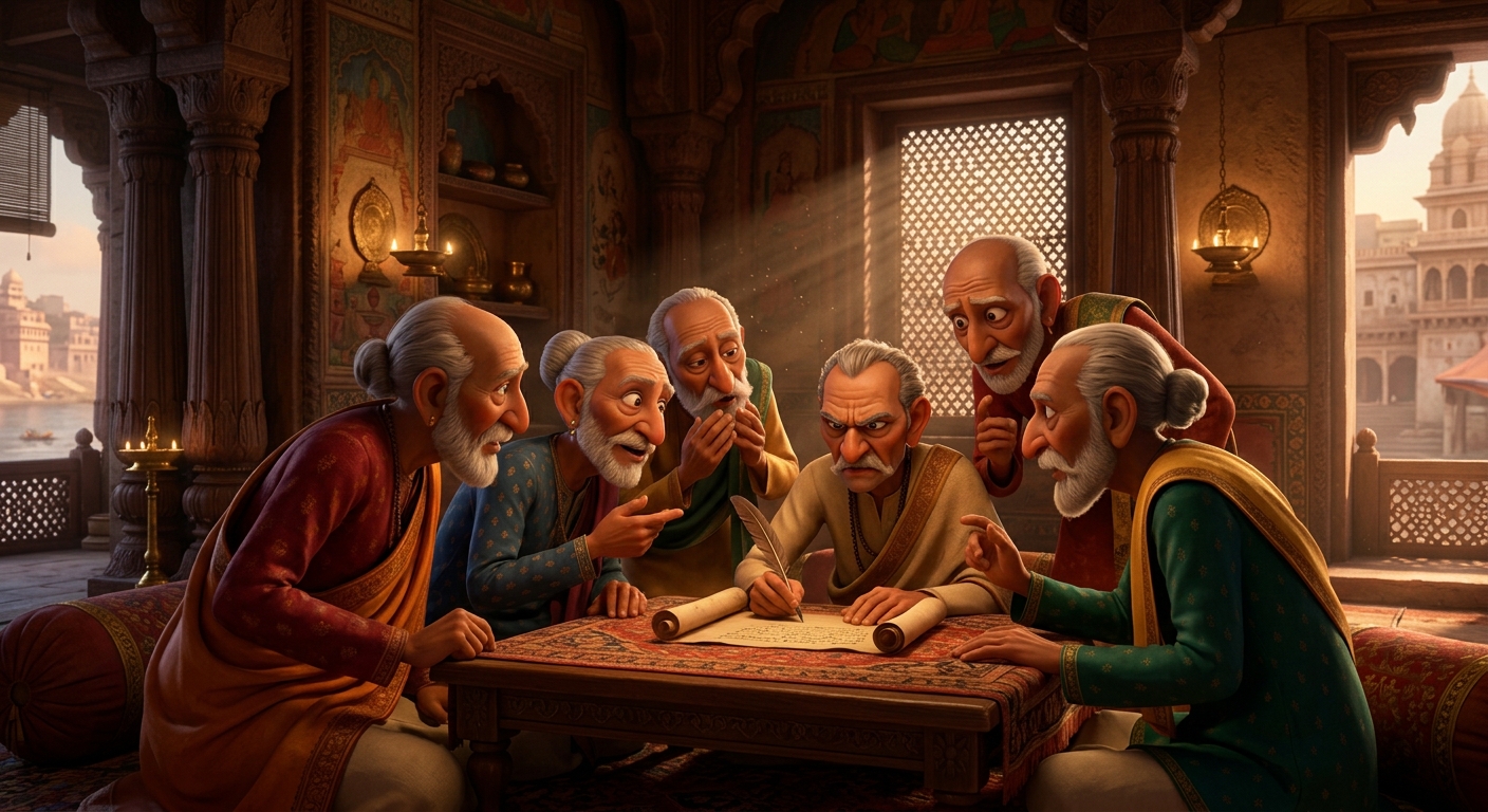 Clerics drafting a treason petition to Sultan Sikandar Lodi