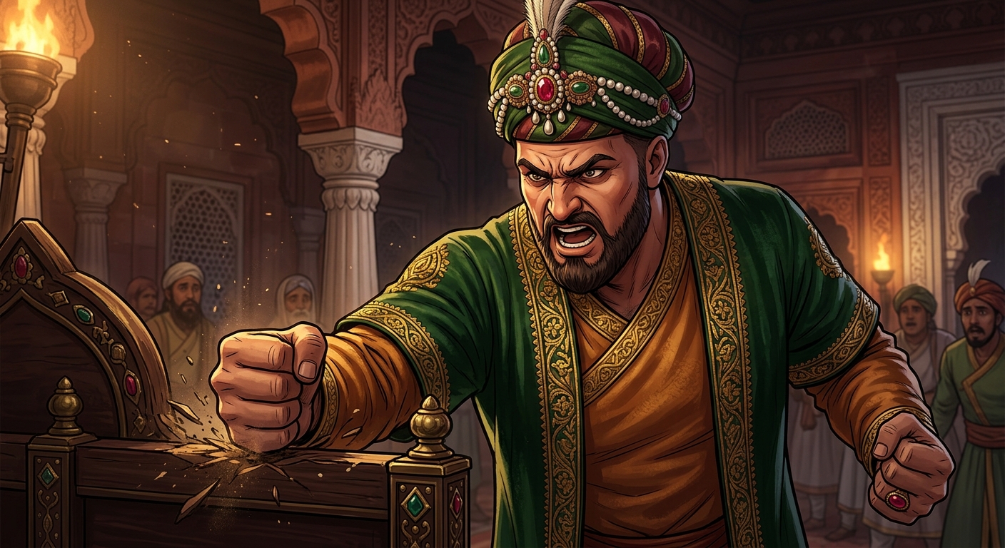 Sikandar Lodi slamming his fist in murderous fury