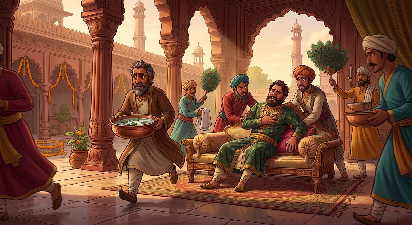 Panicked court with hakims and attendants helpless as Sultan writhes in agony