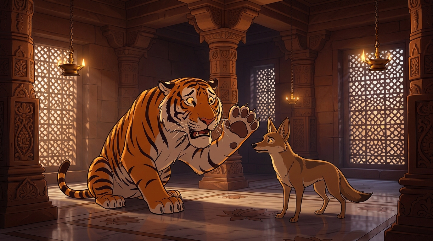 The shivering tiger frantically whispering in fear about the Tiger-Devourer
