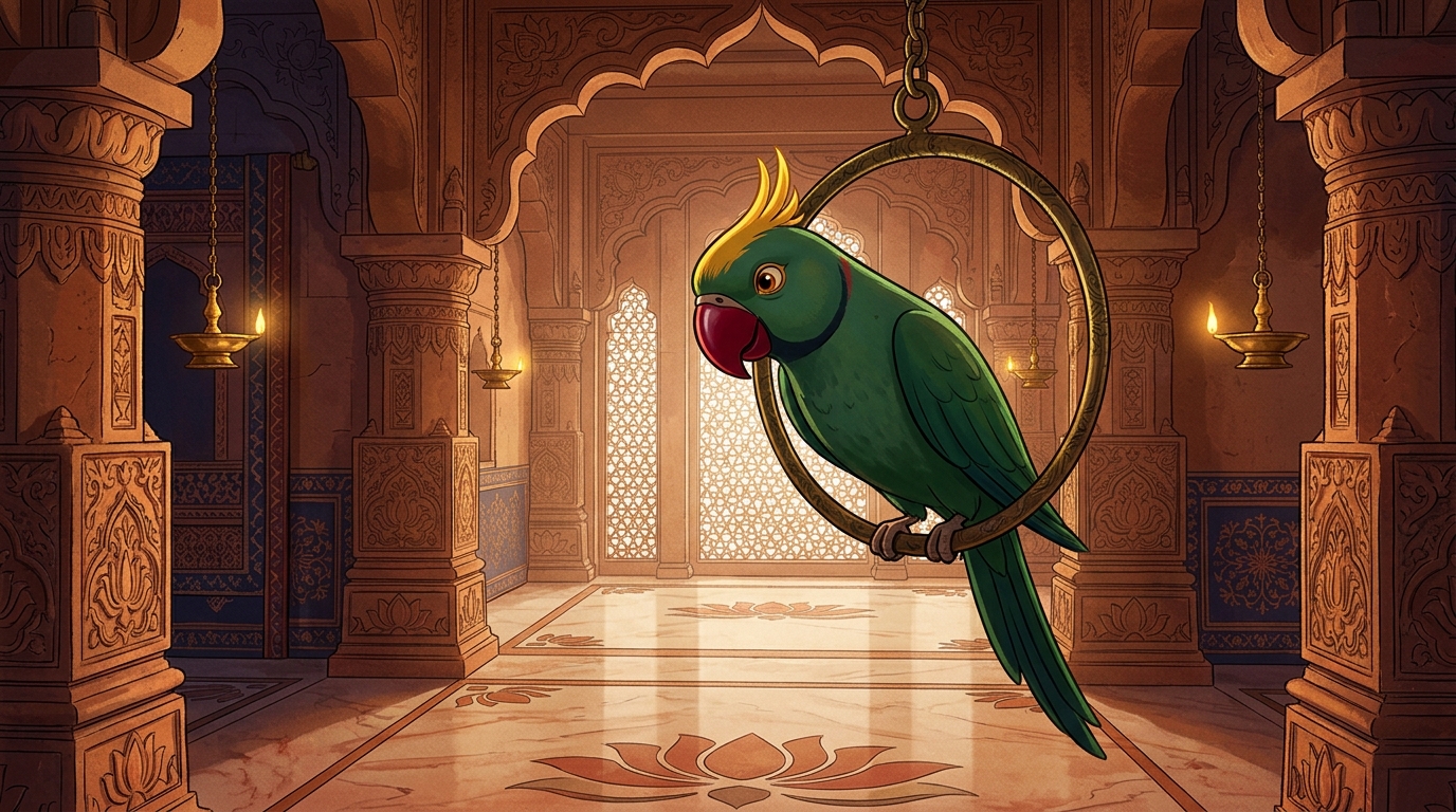 Shuka bowing gracefully from his golden swing in the archway