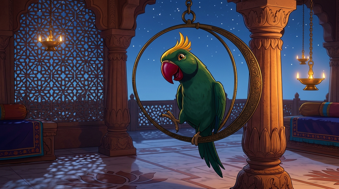 Back on the terrace in Chandravati, Shuka concluding the tale under the starlight