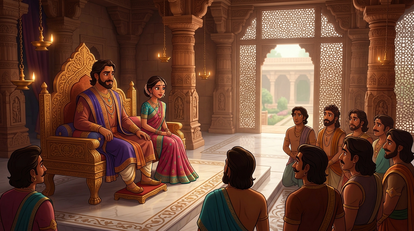 In the royal palace of Kalinga, King Somaprabha holding a swayamvara for Princess Ratnavati