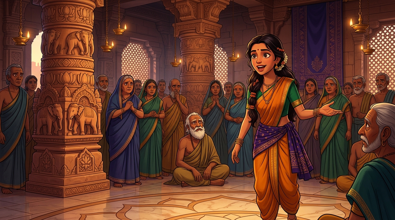 Sharp-witted 18yo farmer's daughter Vidyutlata stepping forward with radiant confidence