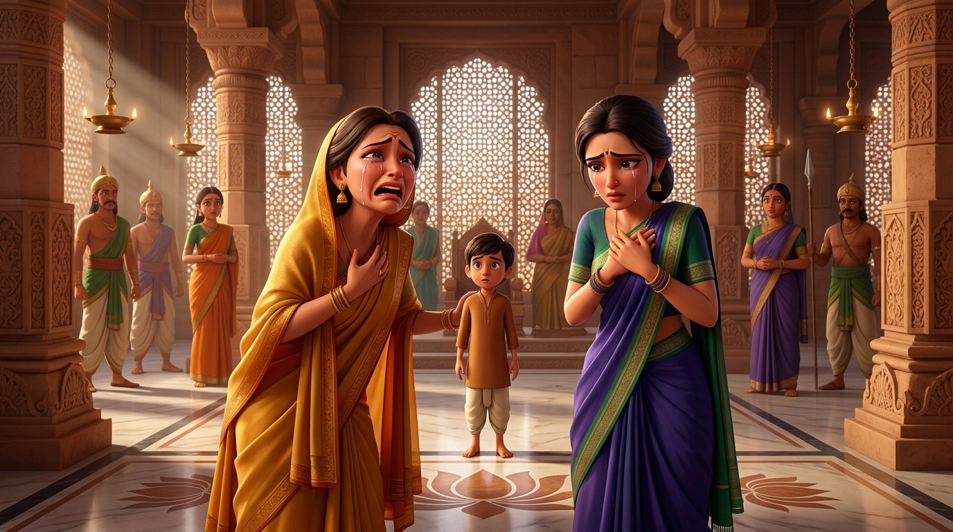 Woman 1 weeps theatrically; Woman 2 clutches her chest in silent, agonizing grief