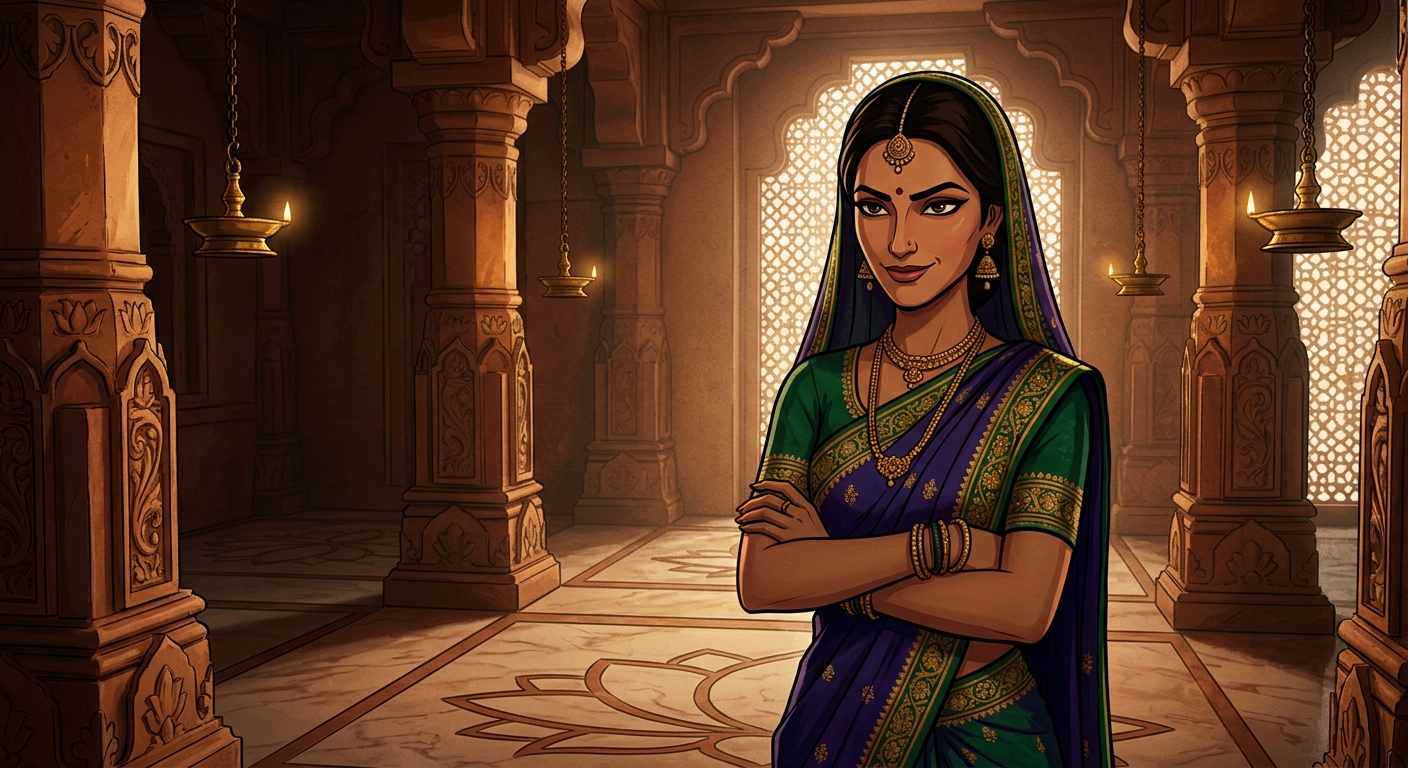 Woman 1 smirks coldly with crossed arms, agreeing to divide the child