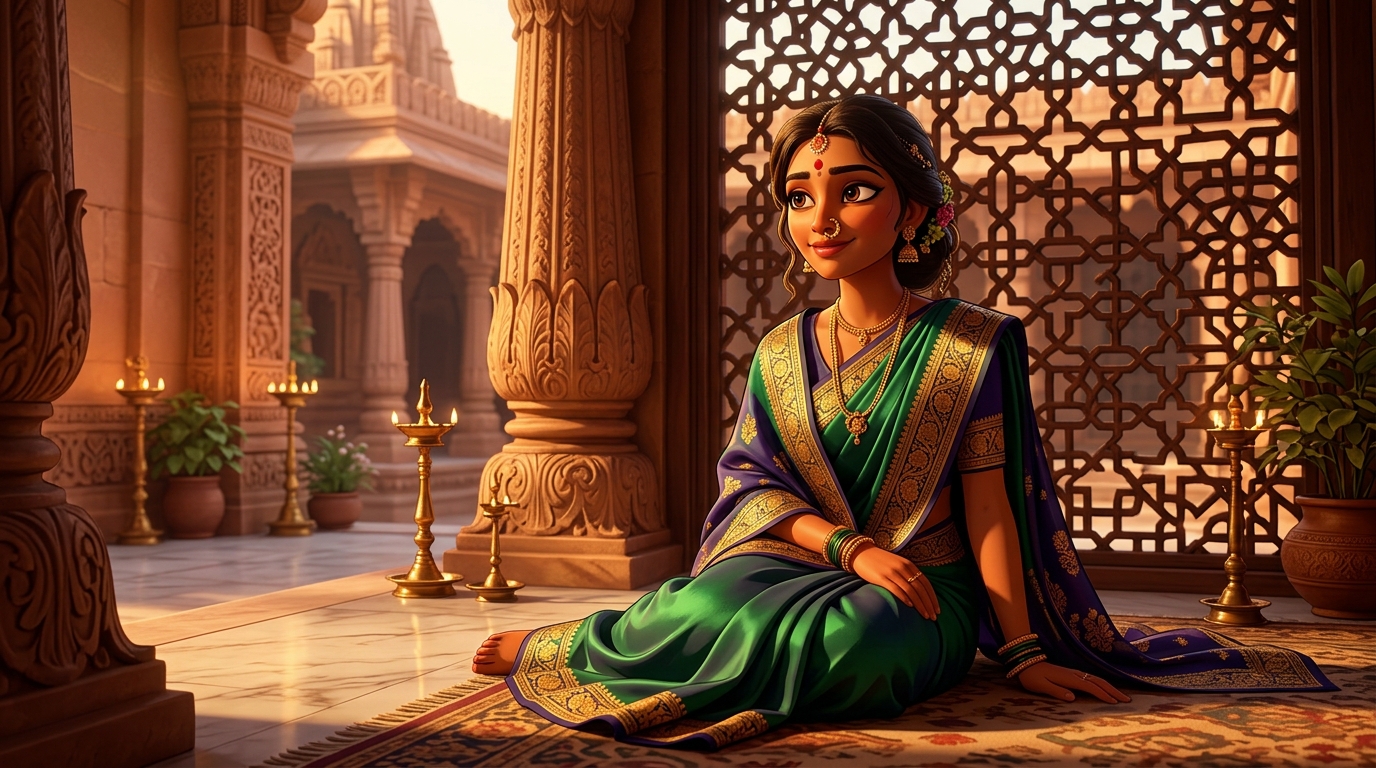 Prabhavati in deep philosophical contemplation, realizing true love is selfless devotion