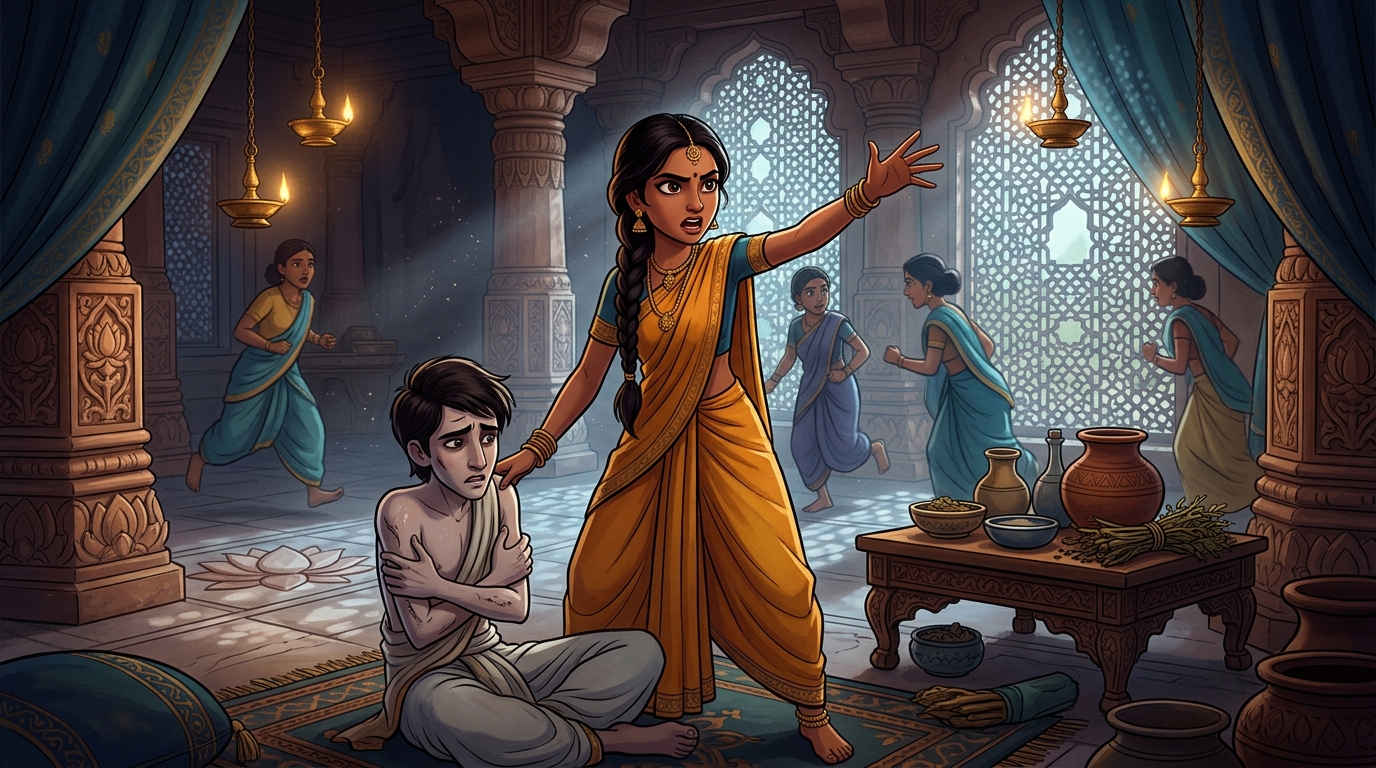 Charumati proclaims: 'This is Black Kalasarp venom! Bring hot goat's milk and Apamarja root!'