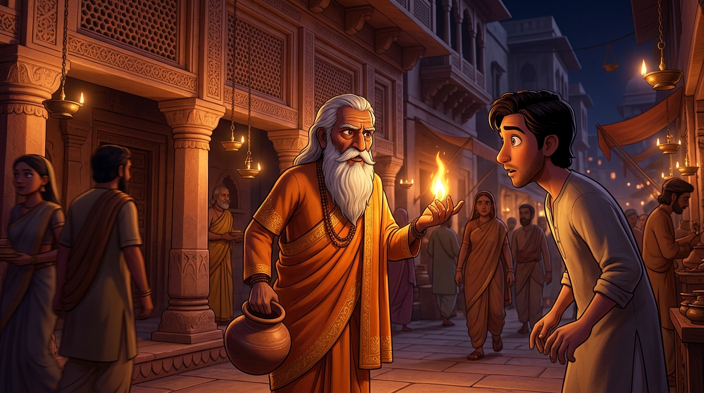 The sage continues: 'I carry this flame so that reckless fools with two eyes do not stumble into me!'