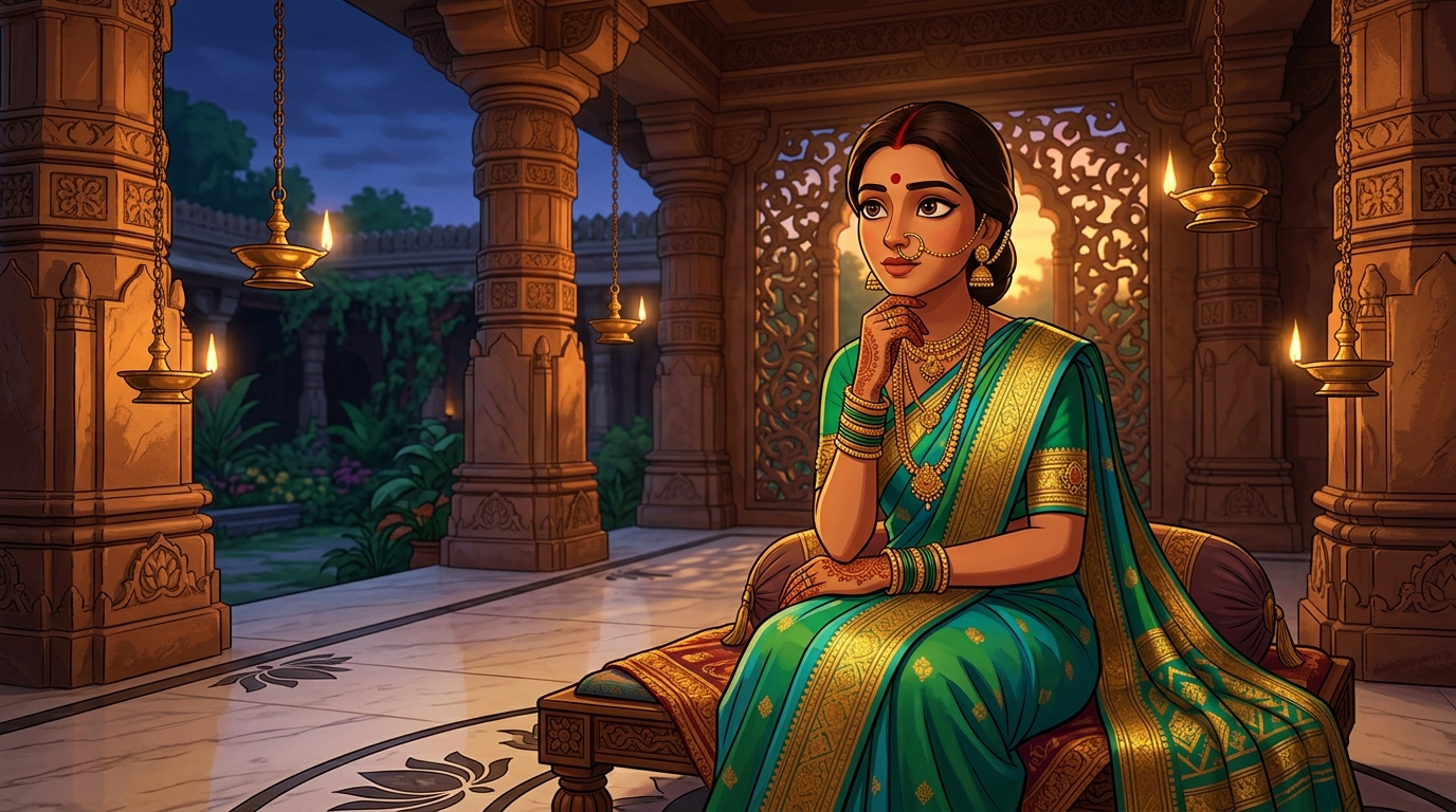 Prabhavati in deep contemplation, realizing fulfilling sacred duty with love is highest yoga
