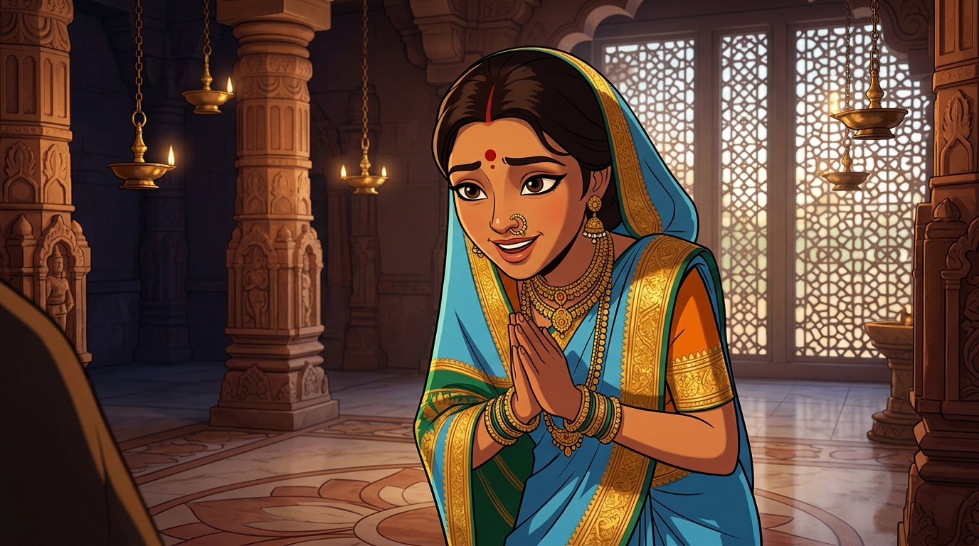 Prabhavati bows low: 'Thirty-six nights you preserved my virtue and guarded my husband's empire!'