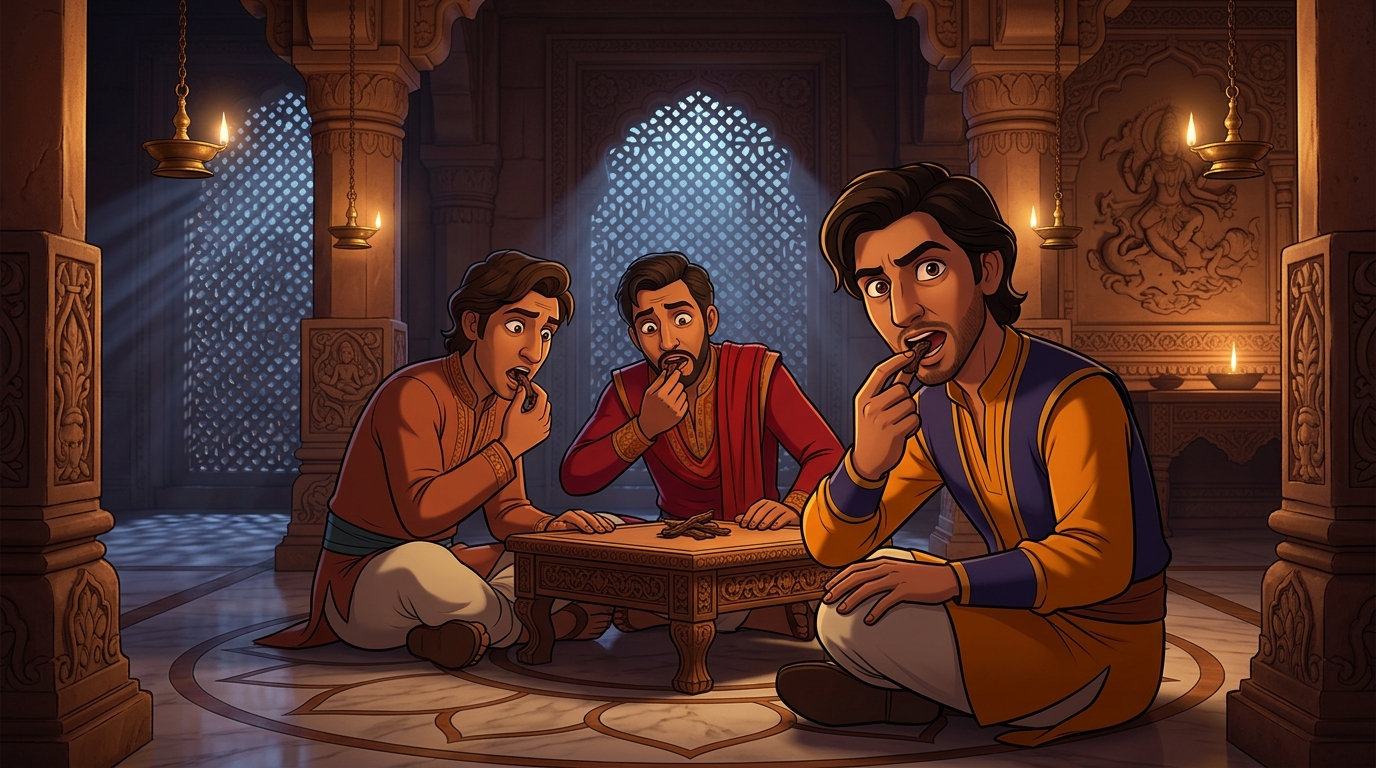 The three rogues place the bitter root beneath tongues, believing they vanished into thin air
