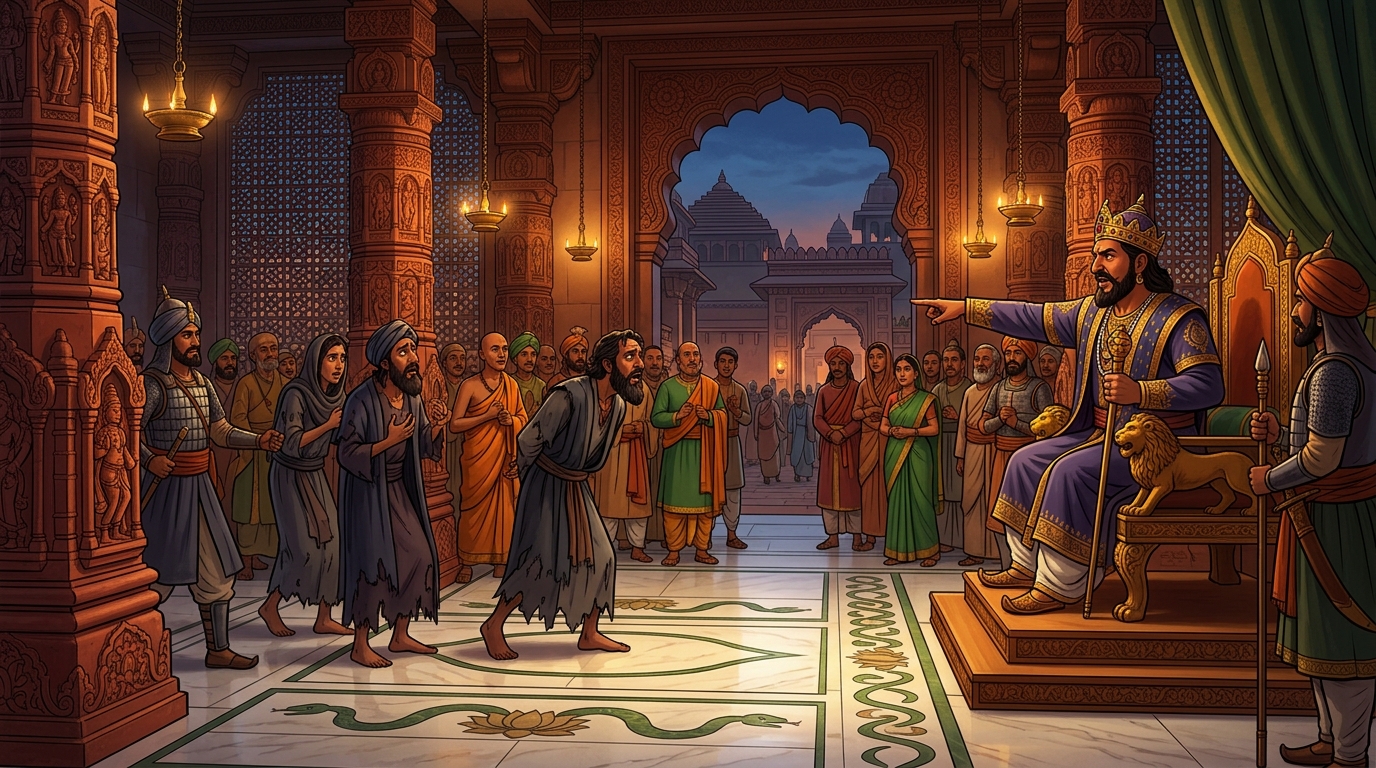 The King orders the fraudulent doom-prophets banished from the empire for exploiting fear
