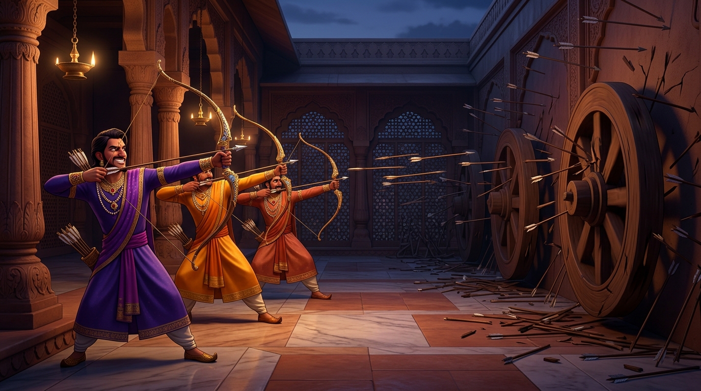 Arrogant sighted princes shooting arrows in the dark, splintering against the rotating wheels