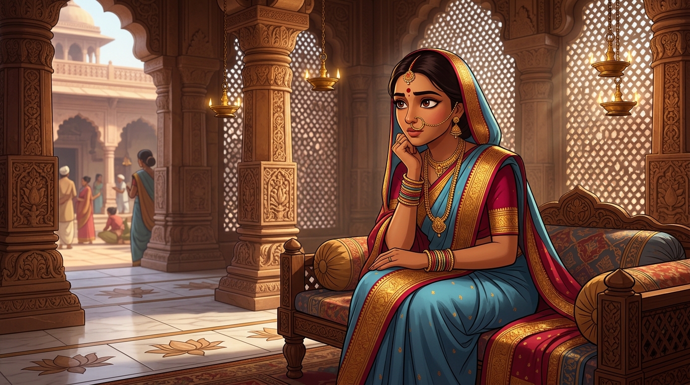 Prabhavati in deep contemplation, realizing truth is its own supreme defense