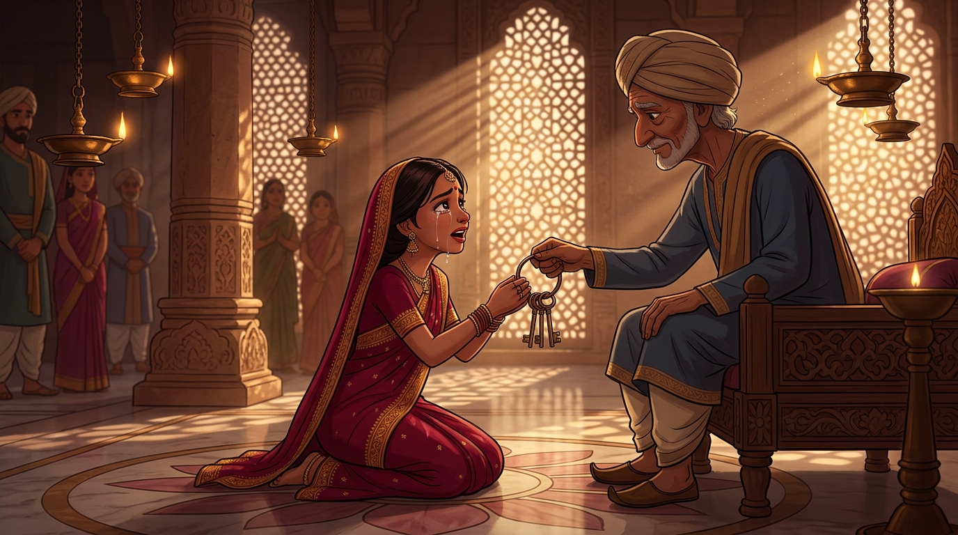 The daughter receives estate keys in gratitude, pledging half to orphanages and hospitals