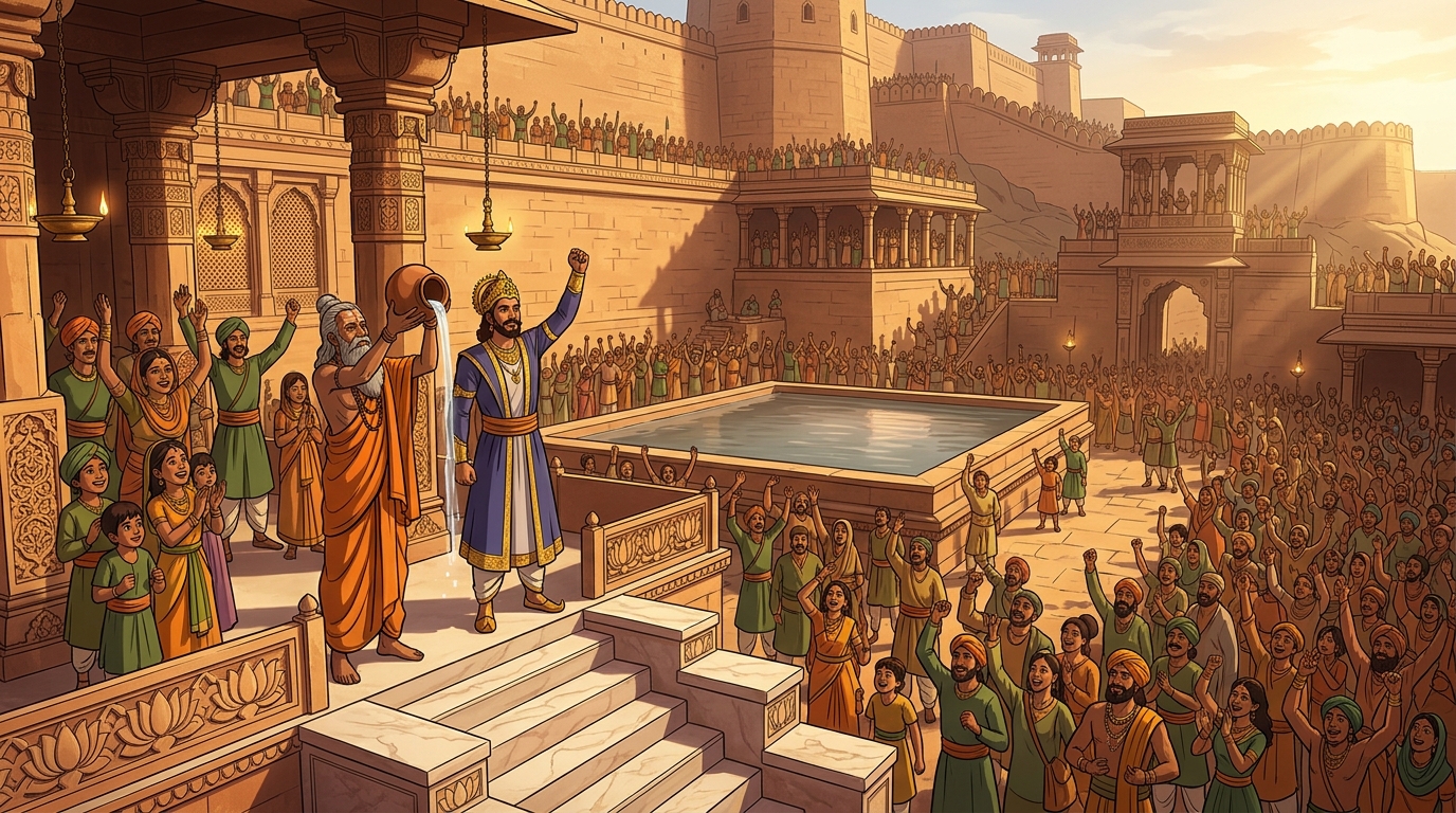Ten thousand soldiers and families cheer as pure sweet water is safely distributed