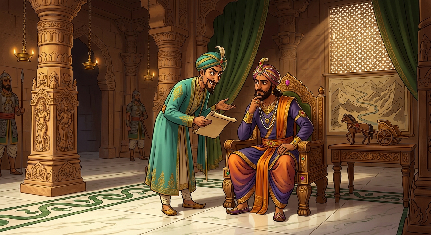 The foreign envoy urging the King to ride Chariot B through the steep mountain pass