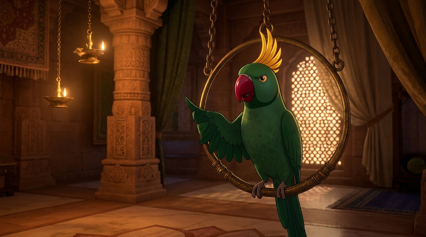 Shuka raising his golden crest with fearless compassionate mastery