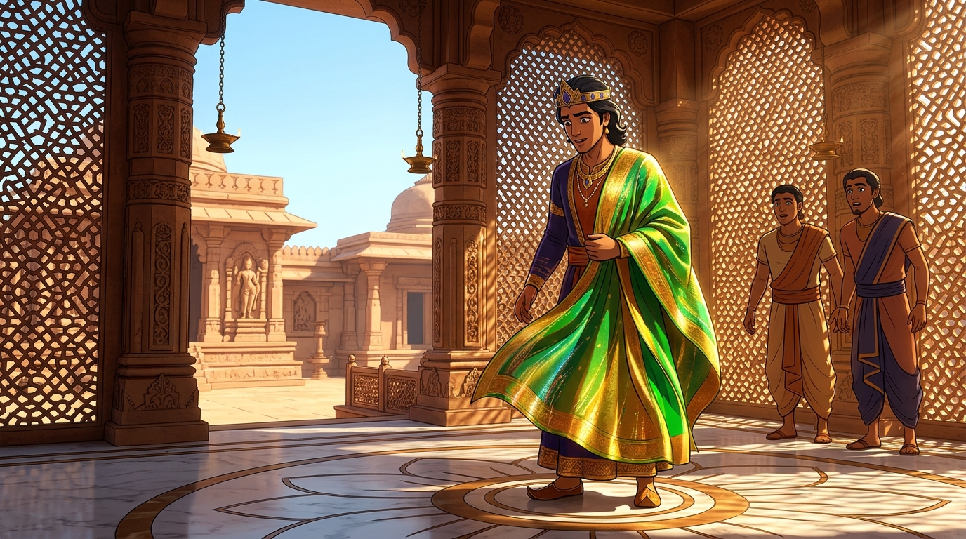 Under direct midday sun, the fabric shifts dramatically into brilliant emerald-green and solar gold