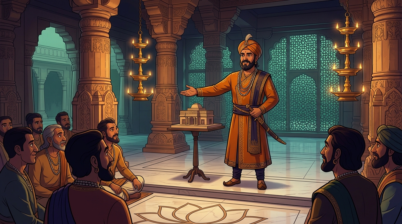 The King proclaims: 'True strength lies in geometric harmony where every stone supports the whole!'