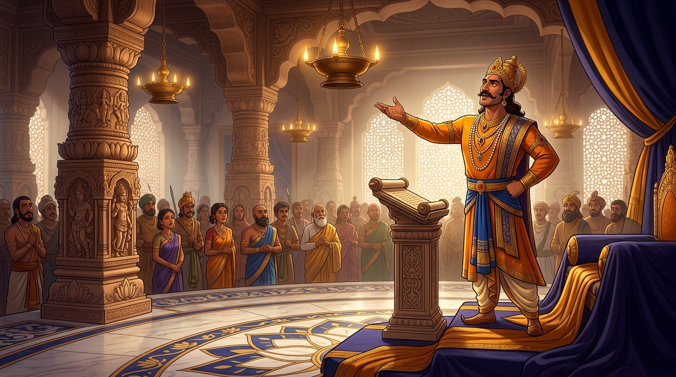 The King proclaims: 'Deceit tries to bleach truth, but duty leaves indelible signature in Dharma!'
