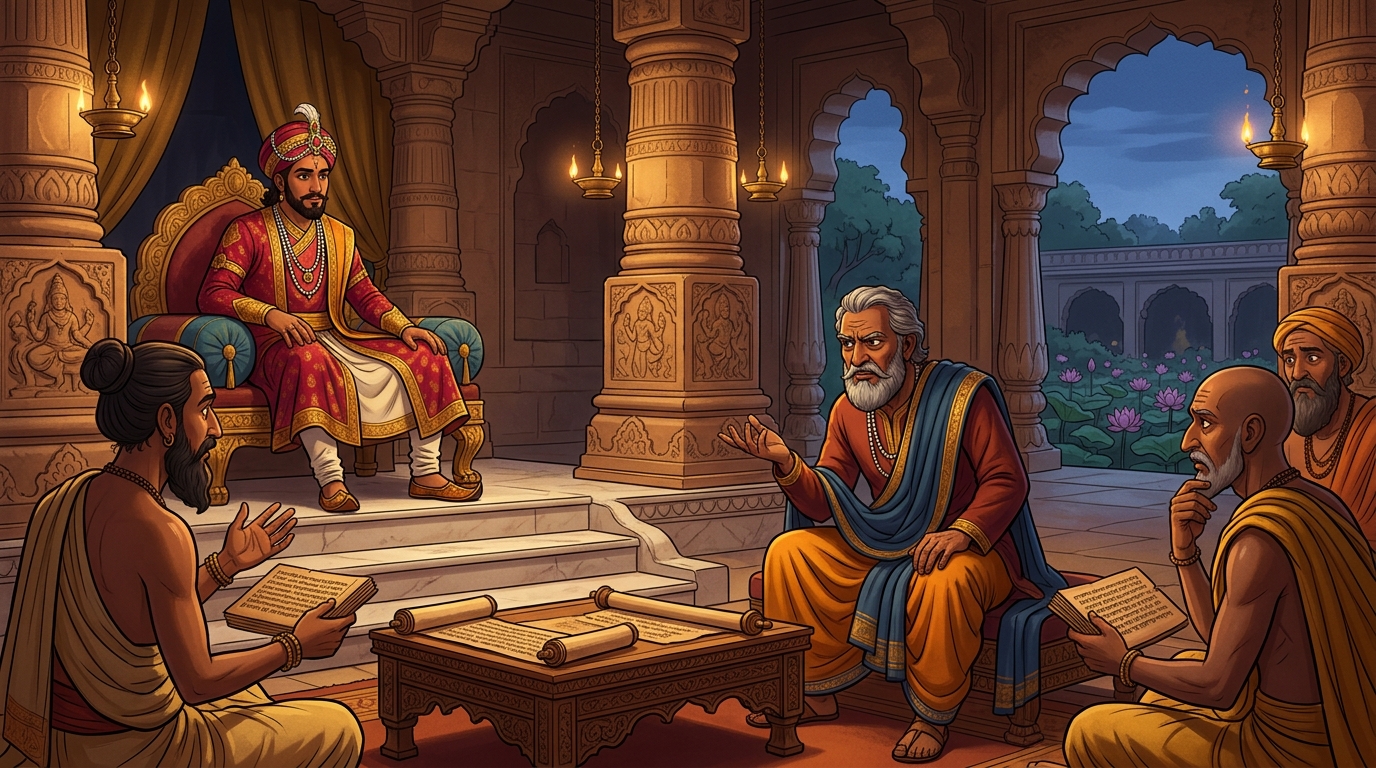 The Chief Prime Minister and royal philosophers debate the news with skepticism