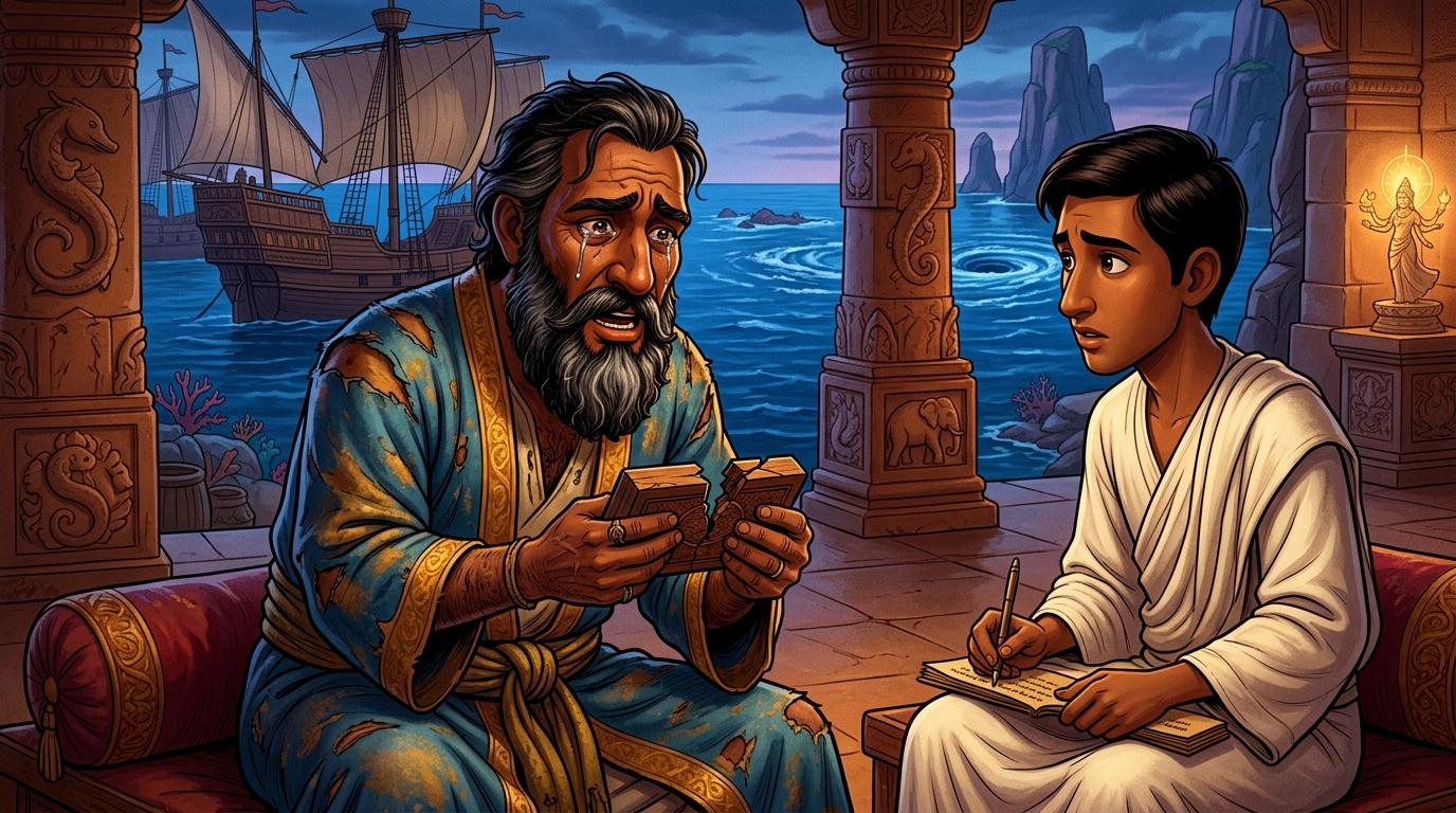 Merchant Shrivatsa explains how his fleet was wrecked near the whirlpool of Sopara