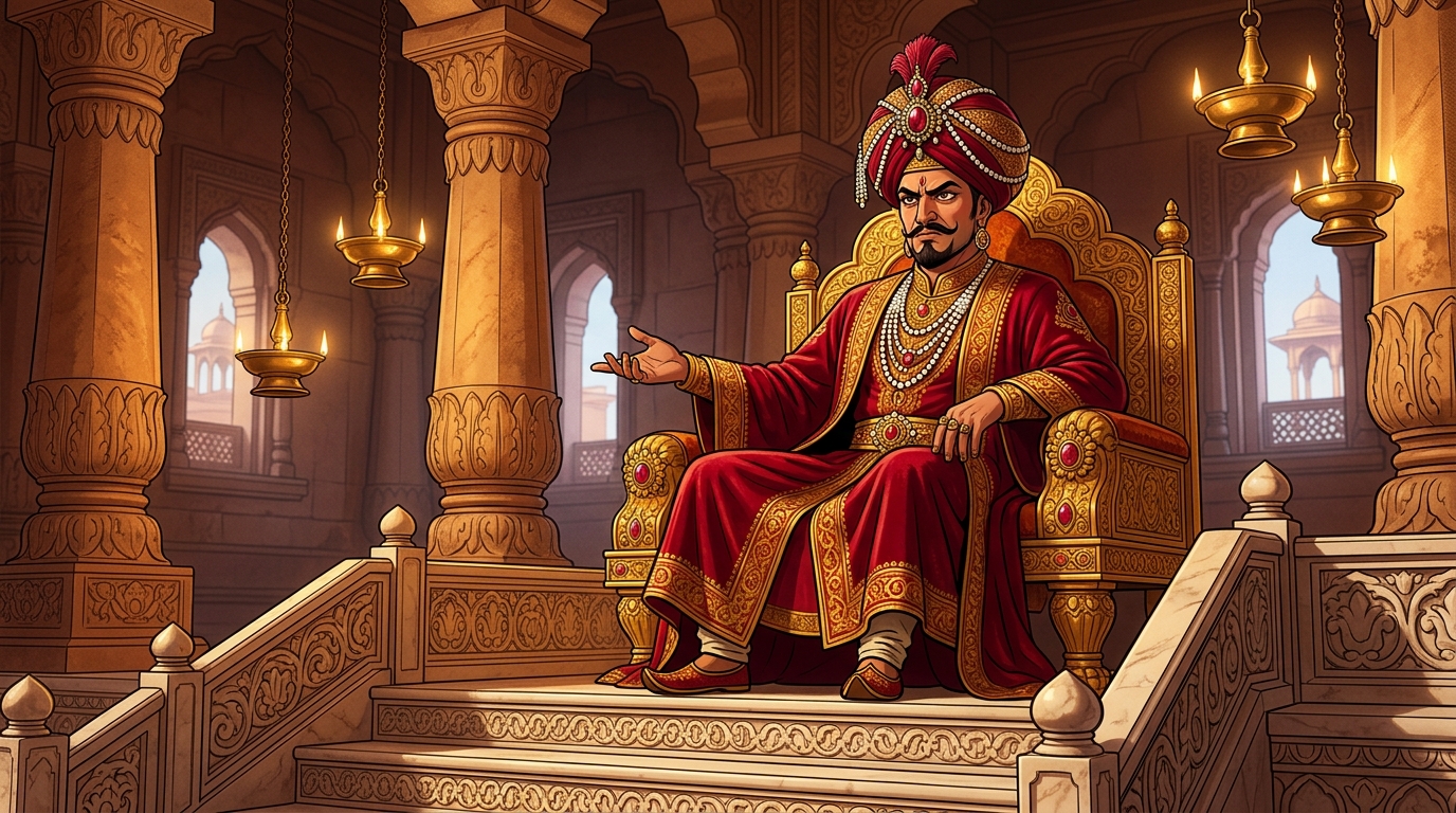 King Kamasena scoffs: 'Can your words fill my royal treasury with gold?'